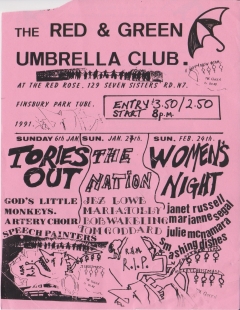 Red & Green Umbrella Club Seven Sisters Sun 6 Jan 1991 001