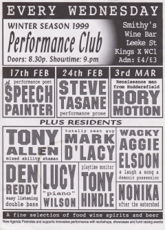 Performance Club Smithys Wine Bar Kings Cross 1999 001