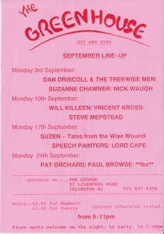 The Greenhouse The George Islington Mon 17 Sept 001