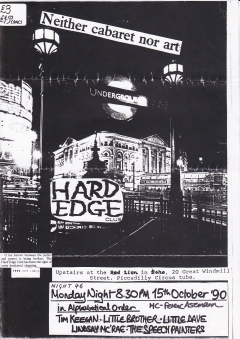 Hard Edge Club Red Lion Soho Mon15th Oct 1990