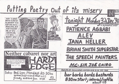 Hard Edge Club Red Lion Soho Mon3rd Dec 1990